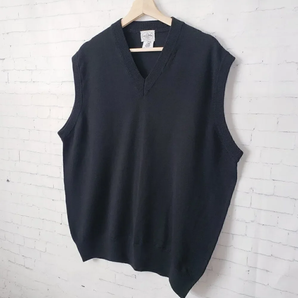 Linea Uomo Mens Wool Vest Size XL Black V-neck Golf Dark Academia Made Italy